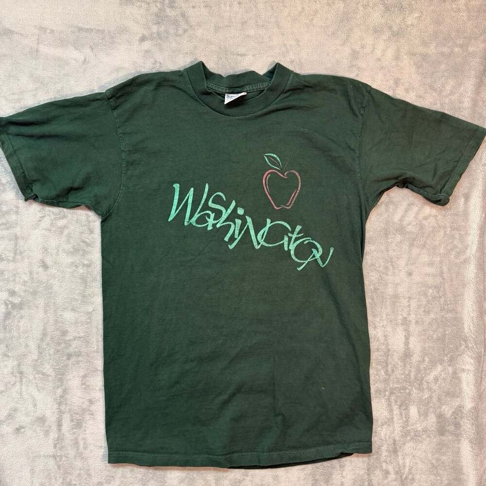 Gildan Washington T-Shirt Size XL Green Cotton Made In USA